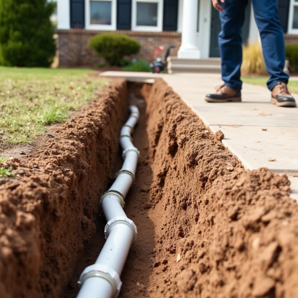 Water service line trench installation